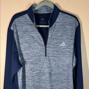 adidas Quarter-Zip Pullover in Navy & Heather Gray